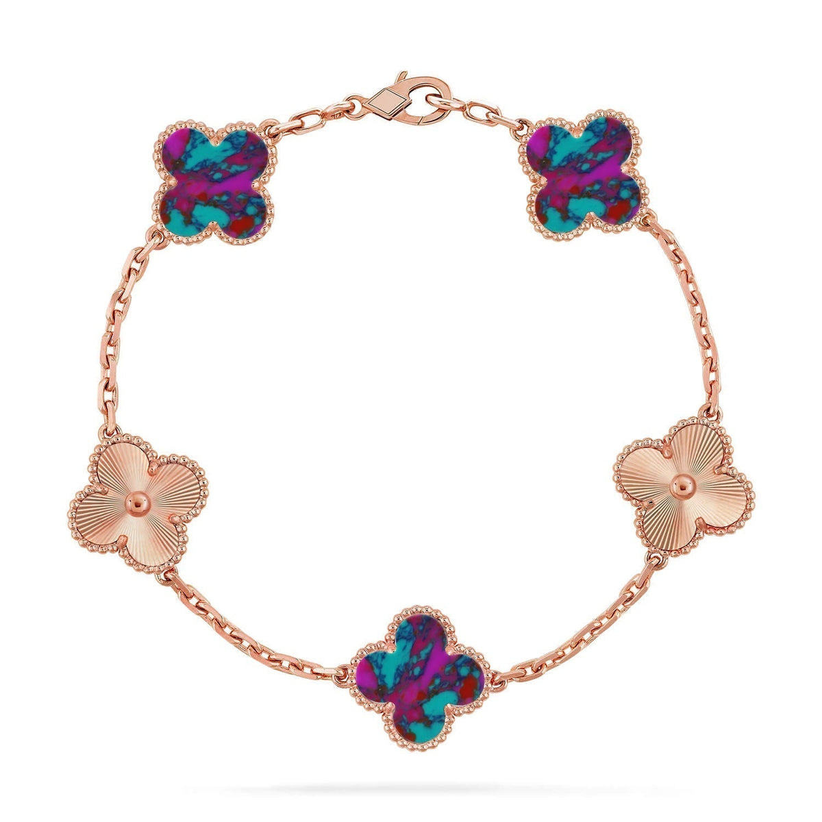 [⭐Hyrra Jewelry]CLOVER 5 MOTIF COLOR GEMSTONES BRACELET COLLECTION