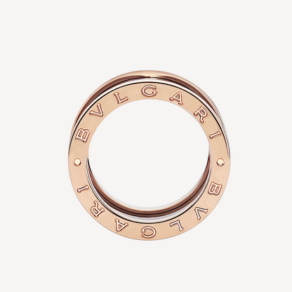 [⭐Hyrra Jewelry]ZERO 1 FOUR-BAND LOOPS AND BLACK CERAMIC SPIRAL PINK GOLD RING