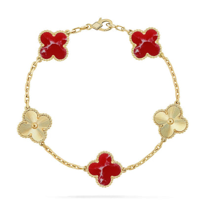 [⭐Hyrra Jewelry]CLOVER 5 MOTIF RED PATTERN BRACELET COLLECTION