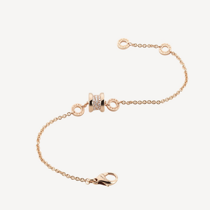 [⭐Hyrra Jewelry]ZERO 1 SOFT PINK GOLD WITH PAVED DIAMONDS ON THE SPIRAL BRACELET