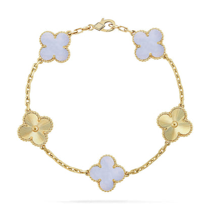 [⭐Hyrra Jewelry] CLOVER 5 MOTIF PURPLE CHALCEDONY BRACELET COLLECTION