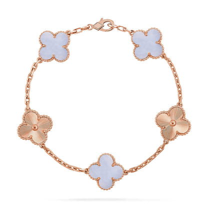 [⭐Hyrra Jewelry] CLOVER 5 MOTIF PURPLE CHALCEDONY BRACELET COLLECTION