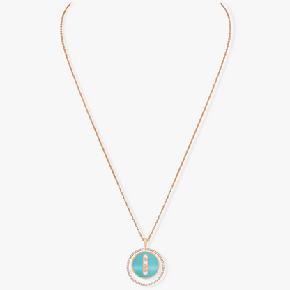 [⭐Hyrra Jewelry]Demo MOVE 3 DIAMONDS TURQUOISE PINK GOLD DIAMOND NECKLACE
