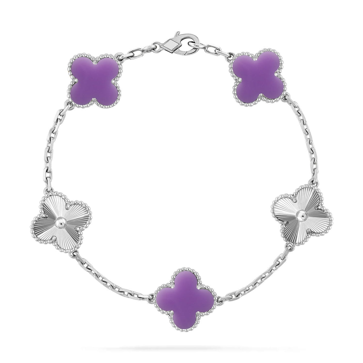 [⭐Hyrra Jewelry]CLOVER 5 MOTIF LIGHT PURPLE BRACELET COLLECTION