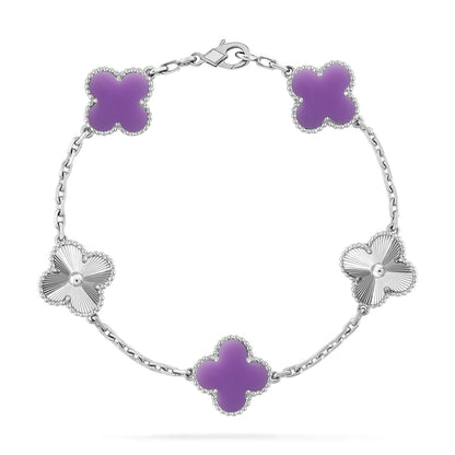 [⭐Hyrra Jewelry]CLOVER 5 MOTIF LIGHT PURPLE BRACELET COLLECTION