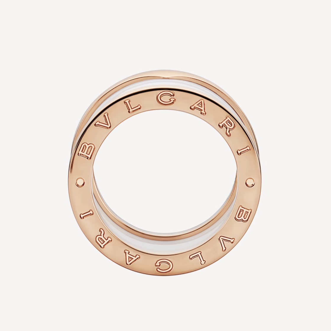 [⭐Hyrra Jewelry]ZERO 1 FOUR-BAND LOOPS AND WHITE CERAMIC SPIRAL PINK GOLD RING