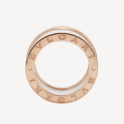 [⭐Hyrra Jewelry]ZERO 1 FOUR-BAND LOOPS AND WHITE CERAMIC SPIRAL PINK GOLD RING