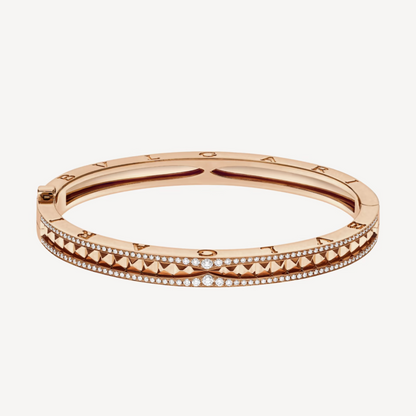 [⭐Hyrra Jewelry]ZERO 1 SPIRAL AND PAVED DIAMOND PINK GOLD BRACELET