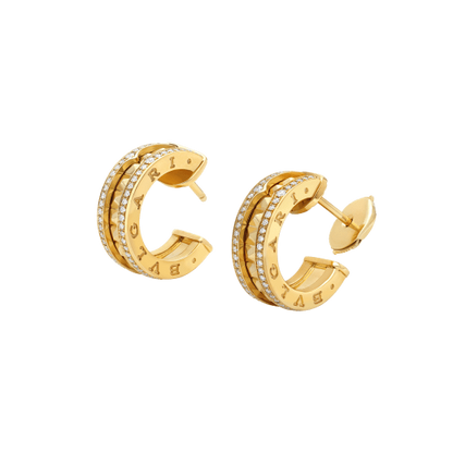 [⭐Hyrra Jewelry]ZERO 1 ROCK GOLD EARRINGS WITH STUDDED SPIRAL AND PAVED DIAMONDS