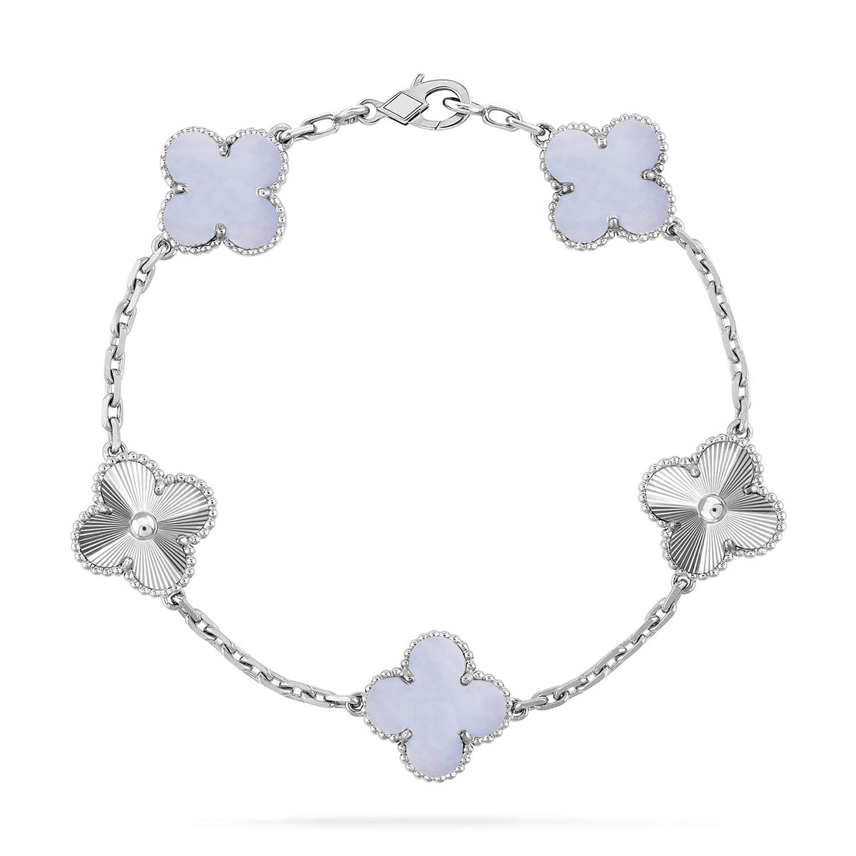 [⭐Hyrra Jewelry] CLOVER 5 MOTIF PURPLE CHALCEDONY BRACELET COLLECTION