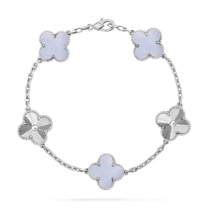 [⭐Hyrra Jewelry] CLOVER 5 MOTIF PURPLE CHALCEDONY BRACELET COLLECTION
