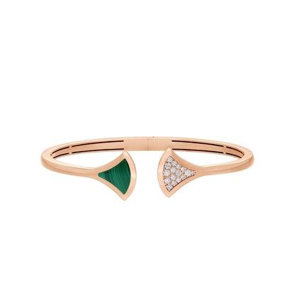 [⭐Hyrra Jewelry]DREAM BRACELET OPEN MALACHITE PINK GOLD