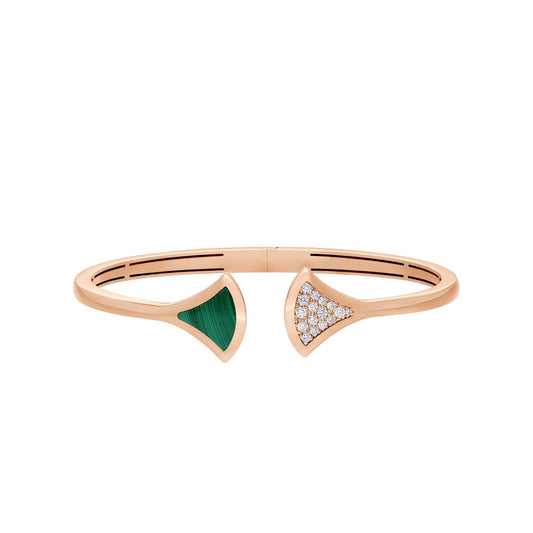 [⭐Hyrra Jewelry]DREAM BRACELET OPEN MALACHITE PINK GOLD
