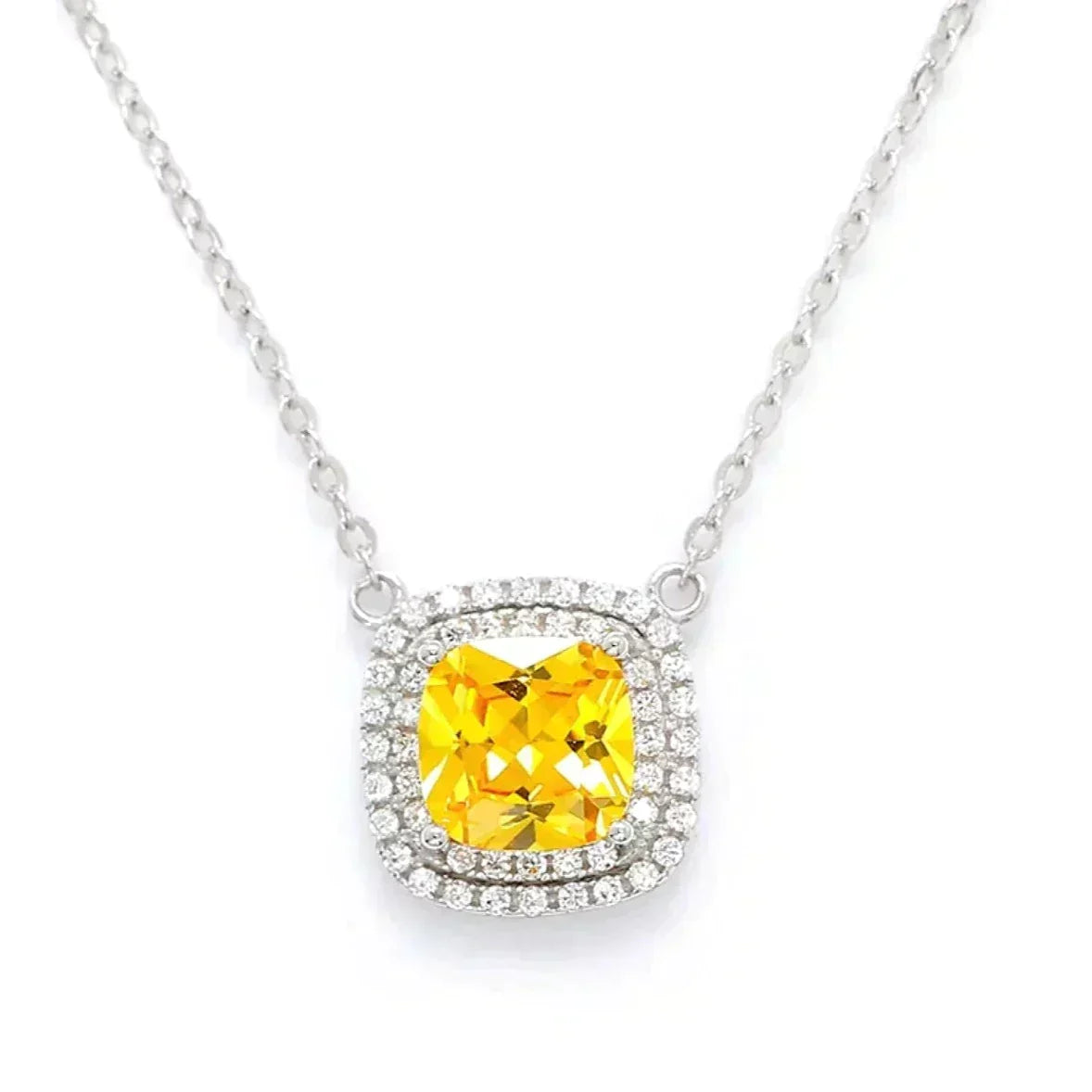 [Hyrra Jewelry]SPARKLERS CITRINE GEMSTONE PENDANT NECKLACE STERLING SILVER