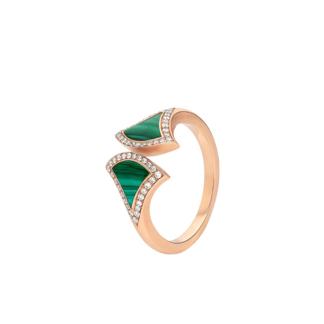 [⭐Hyrra Jewelry]DREAM MALACHITE DIAMOND OPEN RING