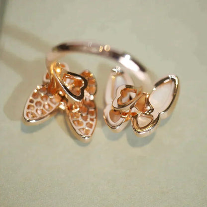 [⭐Hyrra Jewelry]TWIN BUTTERFLY DIAMOND MOP RING