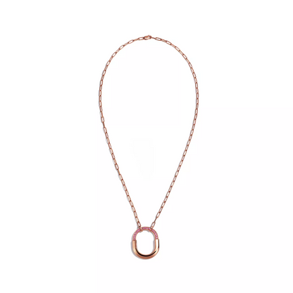 [Hyrra Jewelry]LOCK MEDIUM PENDANT PINK DIAMOND PINK GOLD NECKLACE