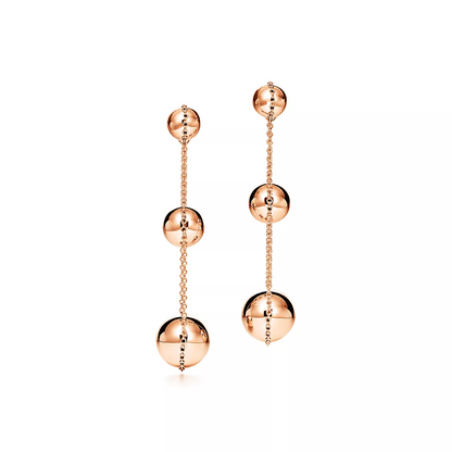 [Hyrra Jewelry]TRIPLE DROP PINK GOLD EARRINGS