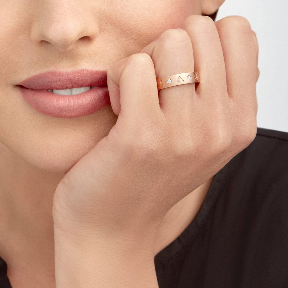 [⭐Hyrra Jewelry]ZERO 1 ESSENTIAL PINK GOLD BAND WITH DIAMONDS RING
