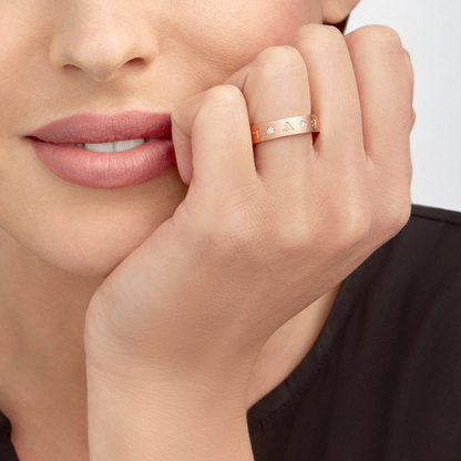 [⭐Hyrra Jewelry]ZERO 1 ESSENTIAL PINK GOLD BAND WITH DIAMONDS RING