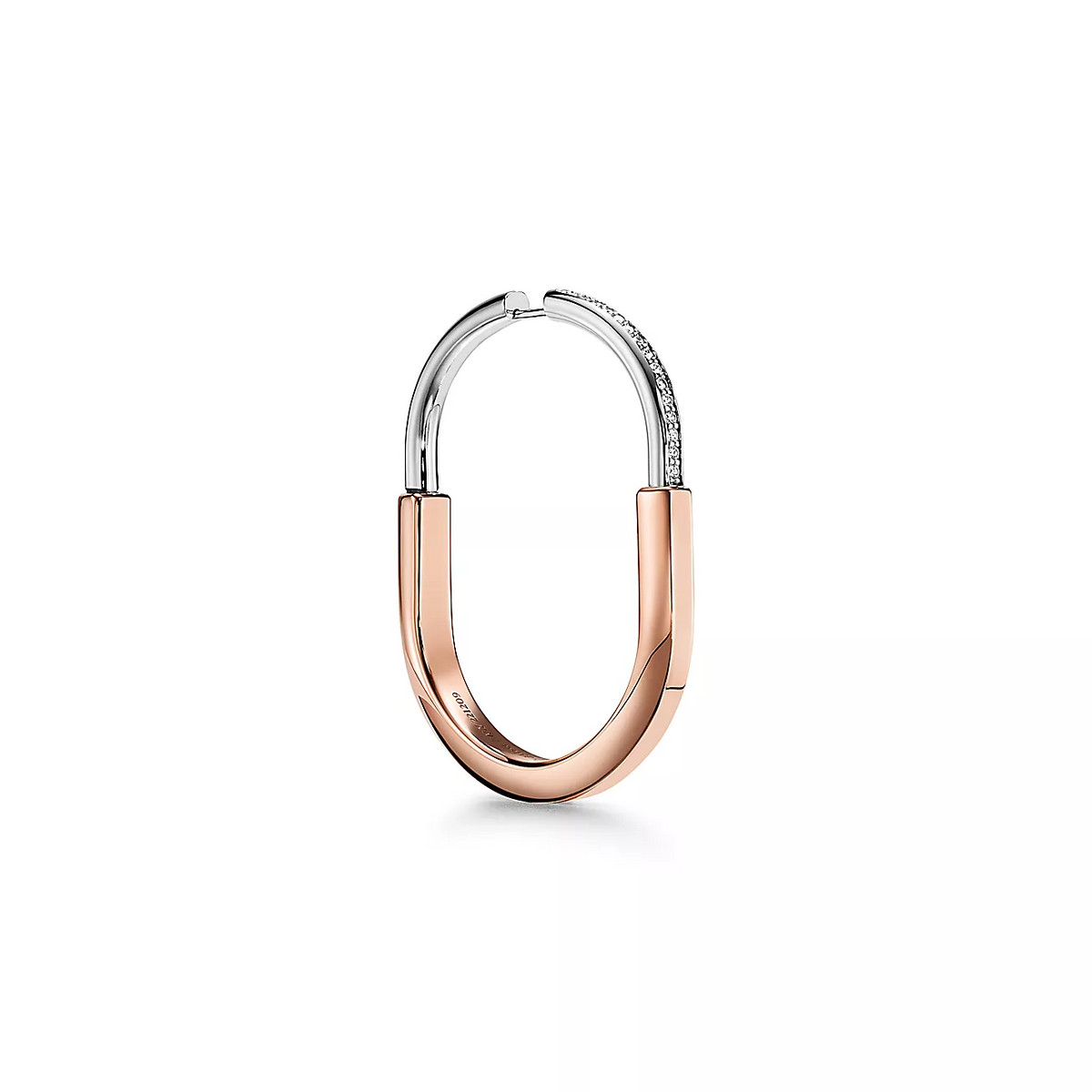 [Hyrra Jewelry]LOCK EARRINGS ROSE AND WHITE GOLD DIAMONDS EXTRA LARGE