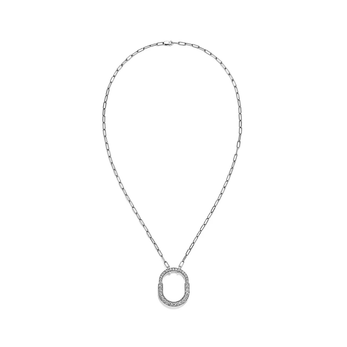 [Hyrra Jewelry]LOCK NECKLACE MEDIUM PENDANT SILVER PAVED DIAMONDS