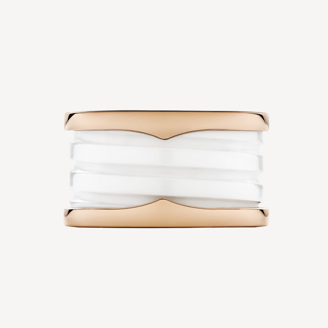 [⭐Hyrra Jewelry]ZERO 1 FOUR-BAND LOOPS AND WHITE CERAMIC SPIRAL PINK GOLD RING