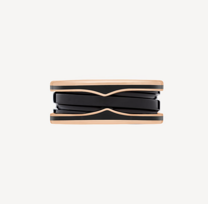 [⭐Hyrra Jewelry]ZERO 1 TWO-BAND WITH MATTE BLACK CERAMIC PINK GOLD RING
