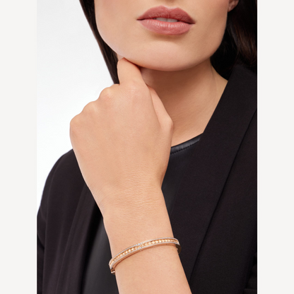 [⭐Hyrra Jewelry]ZERO 1 SPIRAL AND PAVED DIAMOND PINK GOLD BRACELET