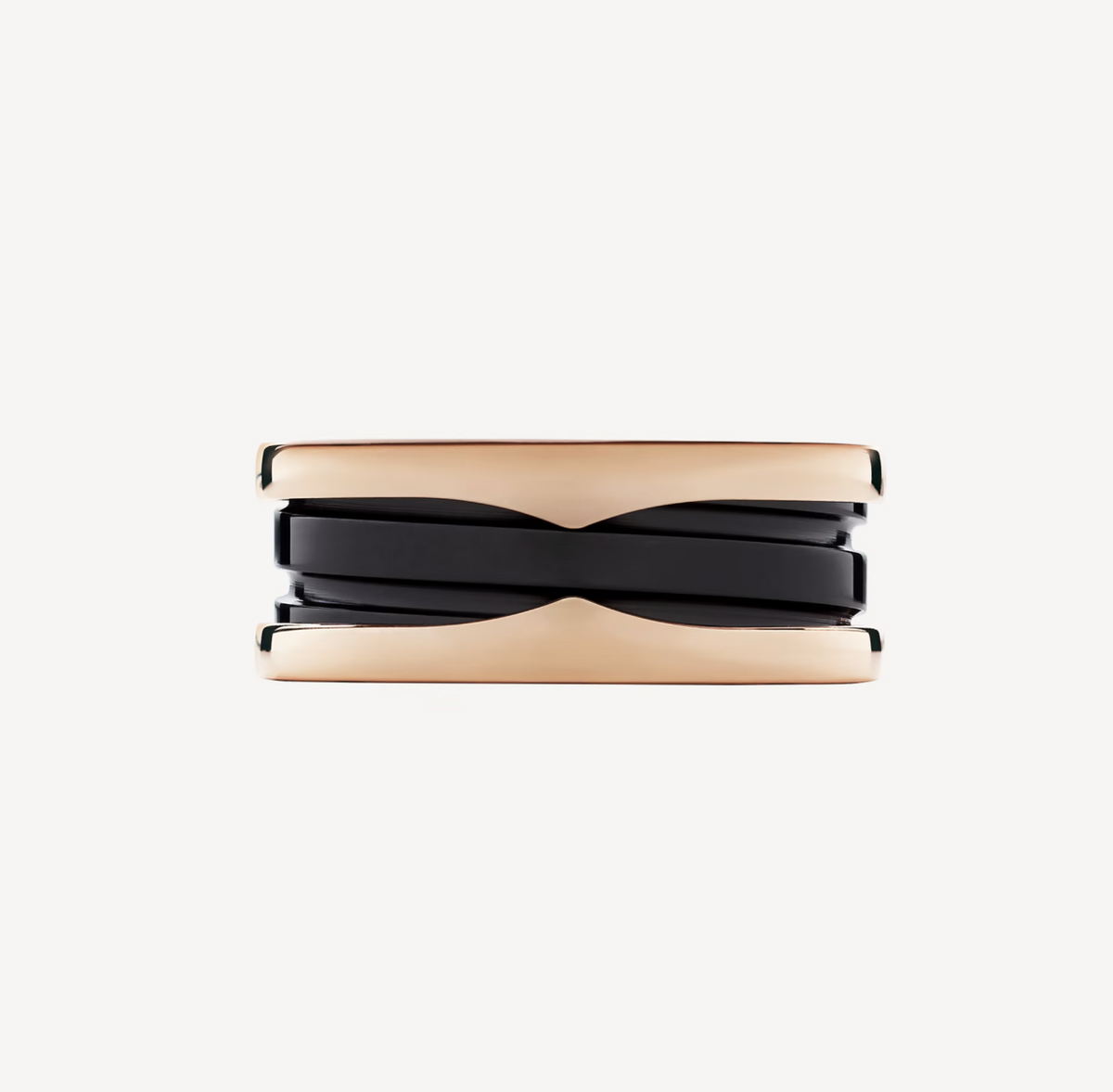 [⭐Hyrra Jewelry]ZERO 1 TWO-BAND LOOPS AND BLACK CERAMIC PINK GOLD RING