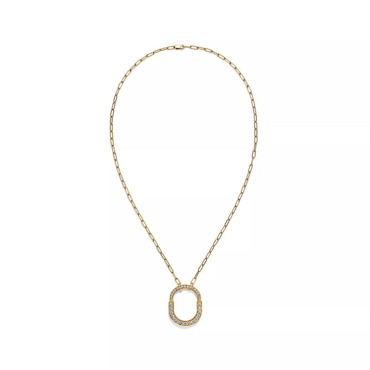[Hyrra Jewelry]LOCK NECKLACE MEDIUM PENDANT GOLD PAVED DIAMONDS
