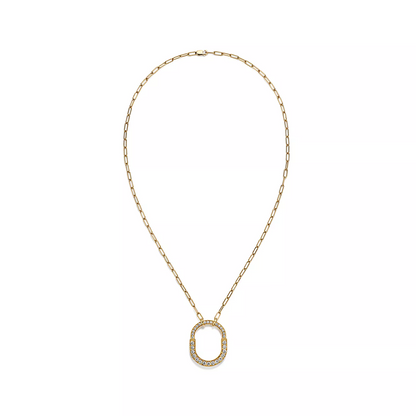 [Hyrra Jewelry]LOCK NECKLACE MEDIUM PENDANT GOLD PAVED DIAMONDS