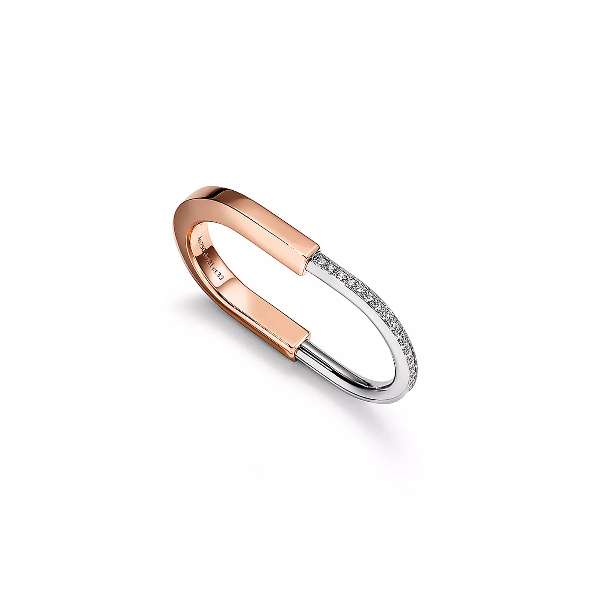 [Hyrra Jewelry]LOCK RING TOW-FINGER ROSE AND WHITE GOLD DIAMONDS