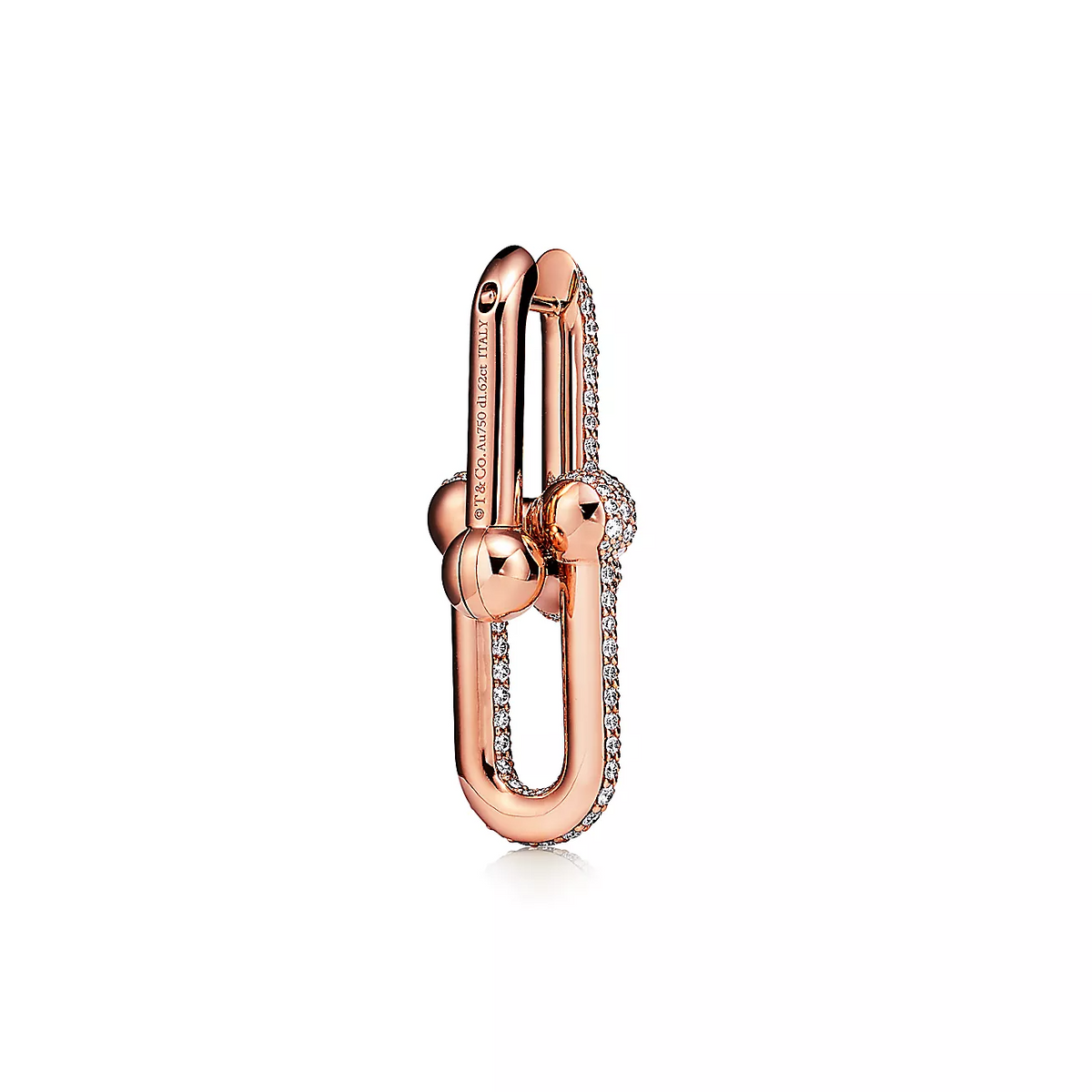[Hyrra Jewelry]LARGE LINK EARRINGS PINK GOLD WITH PAVED DIAMONDS
