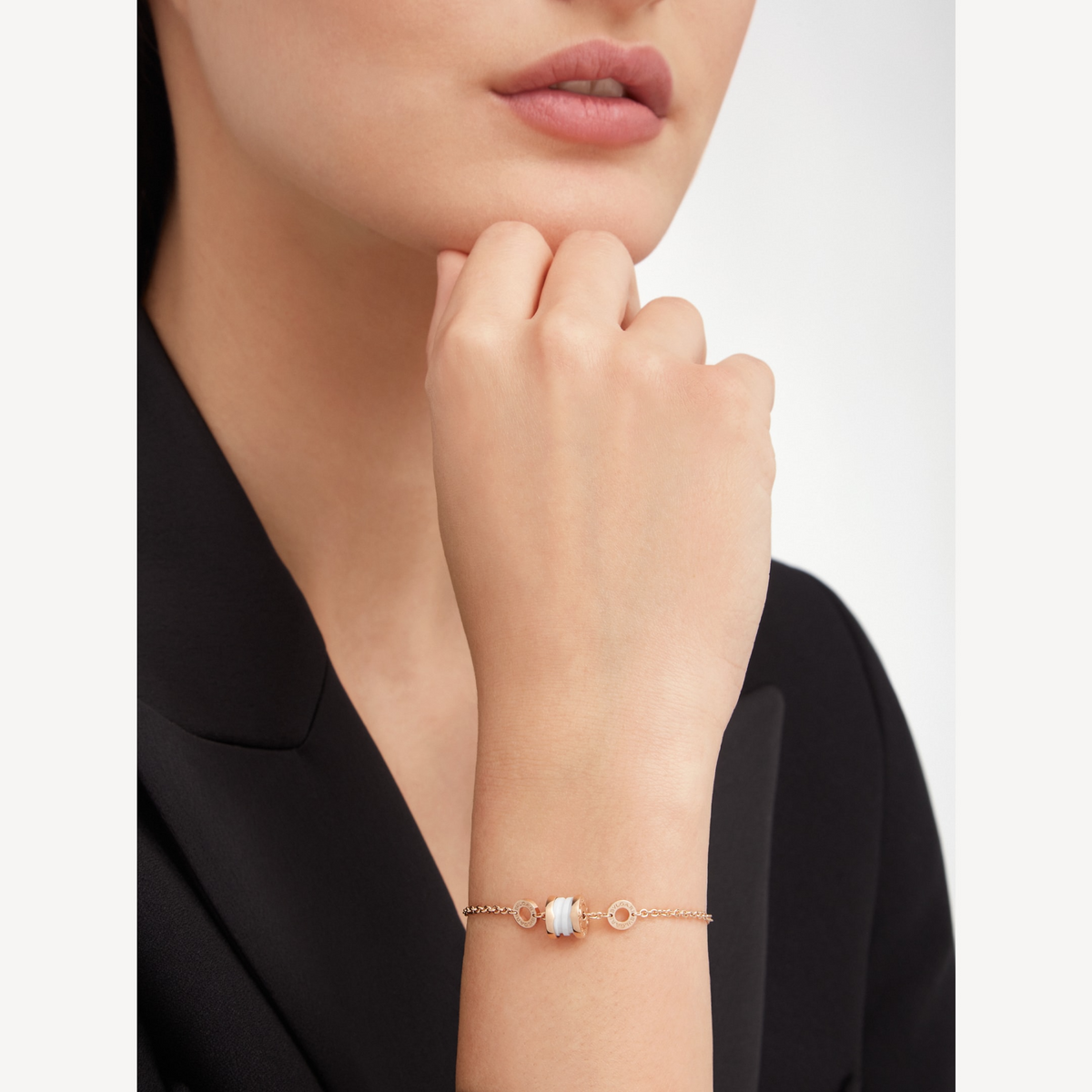 [⭐Hyrra Jewelry]ZERO 1 SOFT PINK GOLD AND WHITE CERAMIC BRACELET