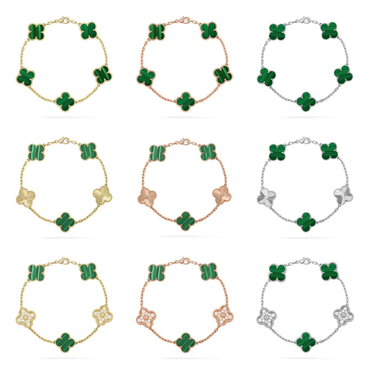 [⭐Hyrra Jewelry] CLOVER 5 MOTIF MALACHITE BRACELET COLLECTION