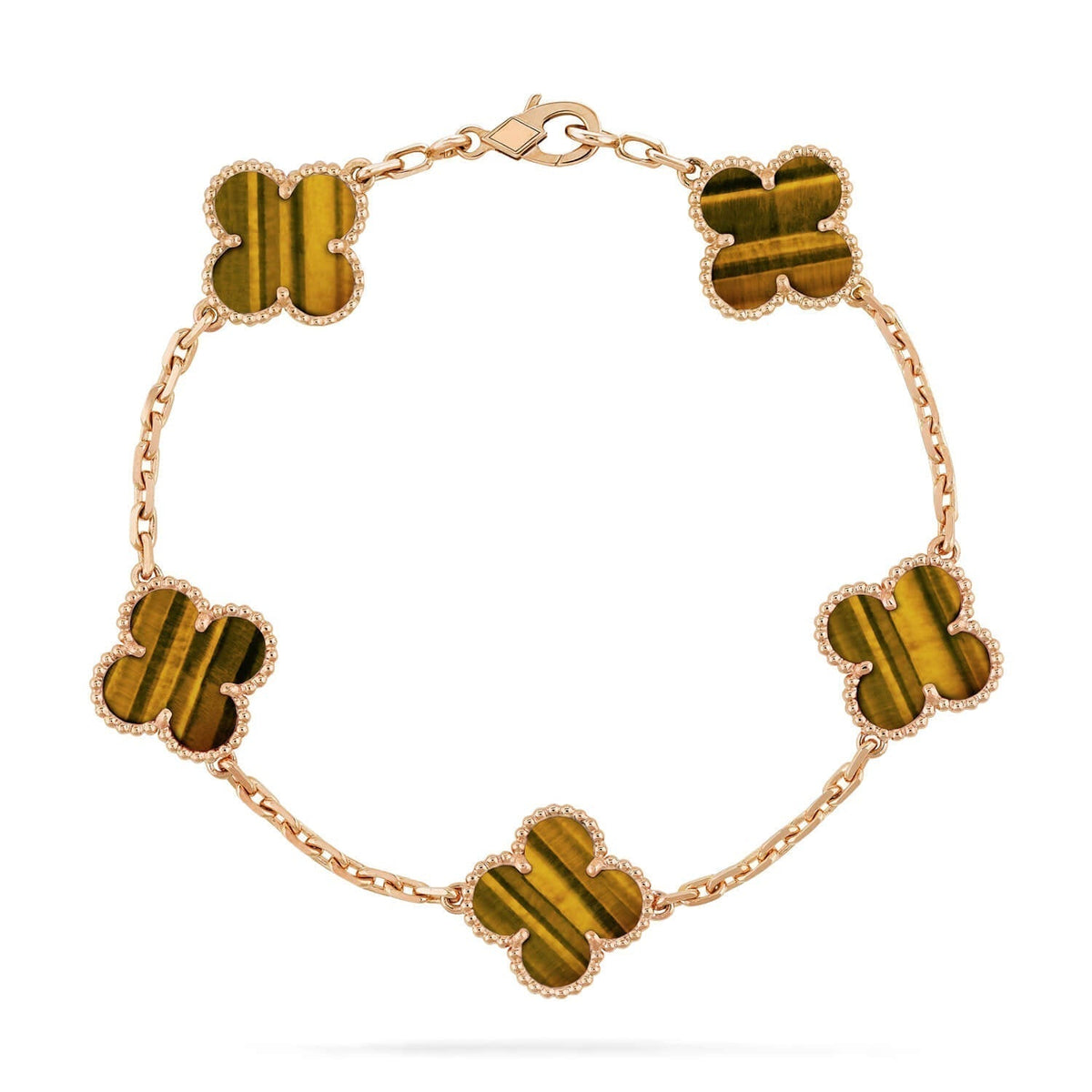 [⭐Hyrra Jewelry] CLOVER 5 MOTIFS TIGER EYE BRACELET COLLECTION
