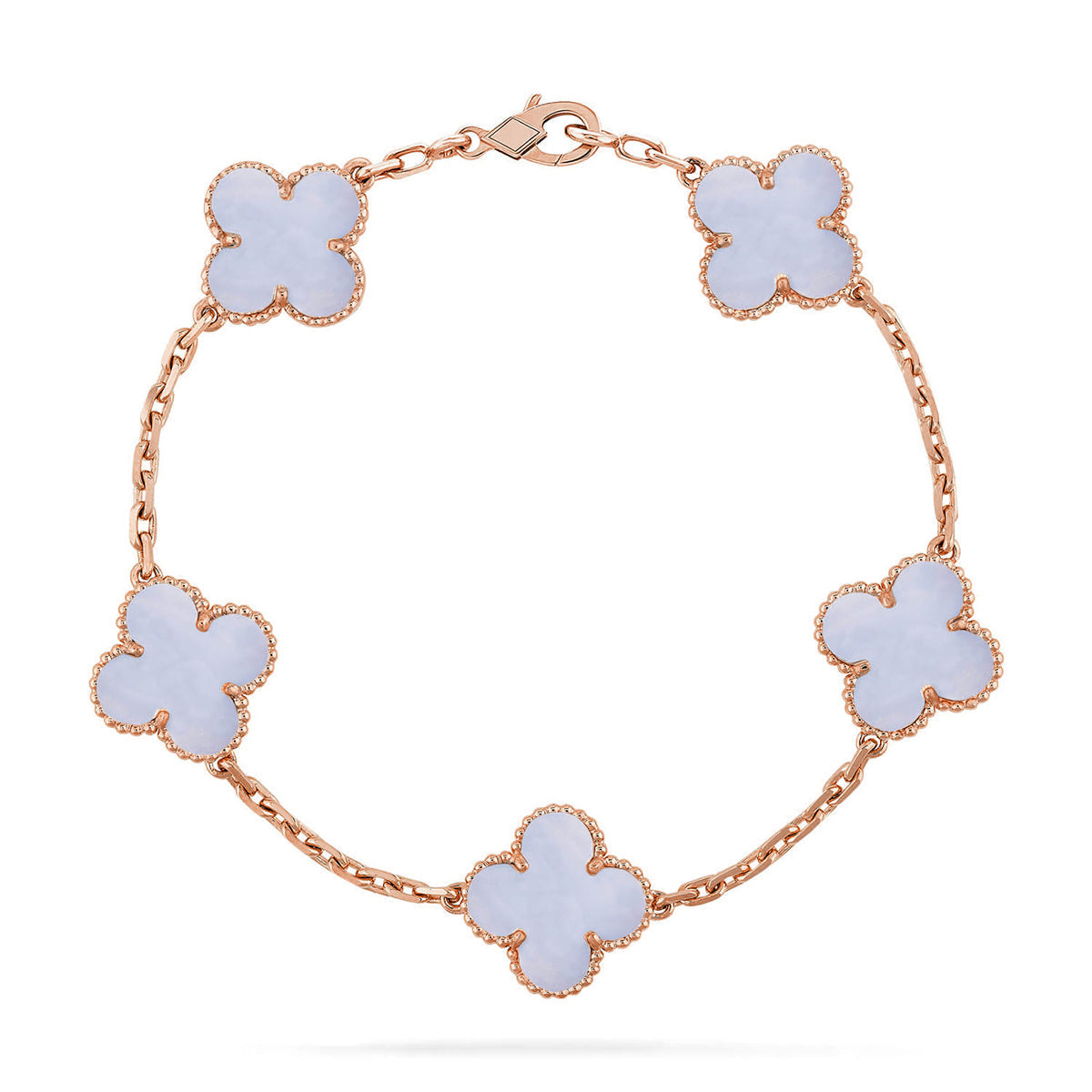 [⭐Hyrra Jewelry] CLOVER 5 MOTIF PURPLE CHALCEDONY BRACELET COLLECTION