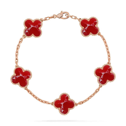[⭐Hyrra Jewelry]CLOVER 5 MOTIF RED PATTERN BRACELET COLLECTION
