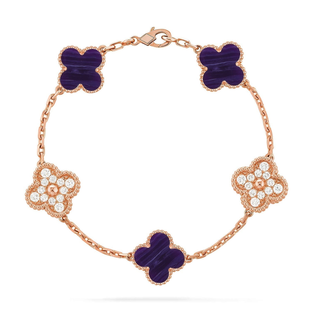 [⭐Hyrra Jewelry]CLOVER 5 MOTIF PURPLE STRIPES BRACELET COLLECTION
