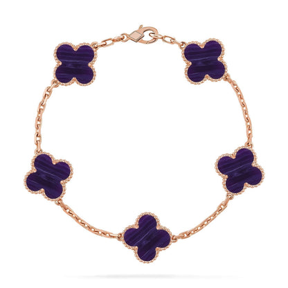 [⭐Hyrra Jewelry]CLOVER 5 MOTIF PURPLE STRIPES BRACELET COLLECTION