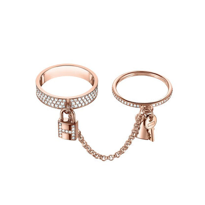 [⭐Hyrra Jewelry]HM KELLY CLOCHETTE DOUBLE RING IN  WITH DIAMONDS