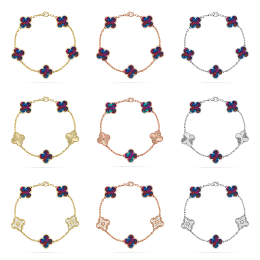 [⭐Hyrra Jewelry]CLOVER 5 MOTIF COLOR GEMSTONES BRACELET COLLECTION