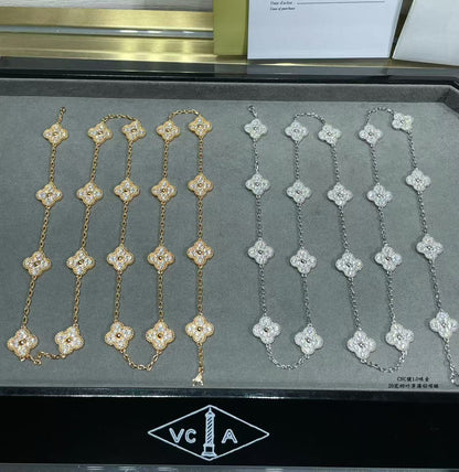 [⭐Hyrra Jewelry]CLOVER 20 MOTIFS FULL-DIAMOND NECKLACE