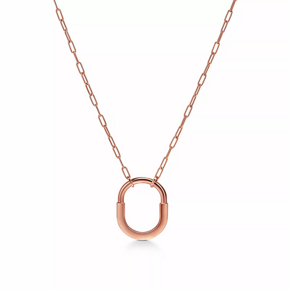 [Hyrra Jewelry]LOCK MEDIUM PENDANT PINK DIAMOND PINK GOLD NECKLACE