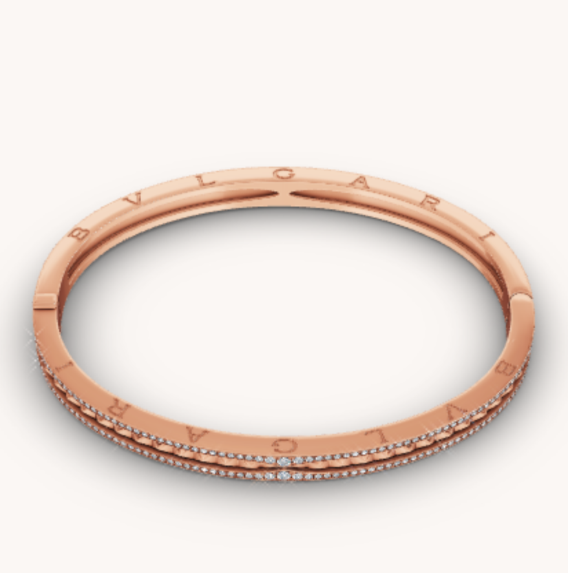 [⭐Hyrra Jewelry]ZERO 1 SPIRAL AND PAVED DIAMOND PINK GOLD BRACELET