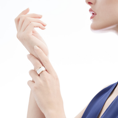 [⭐Hyrra Jewelry]ZERO 1 FOUR-BAND LOOPS AND WHITE CERAMIC SPIRAL PINK GOLD RING