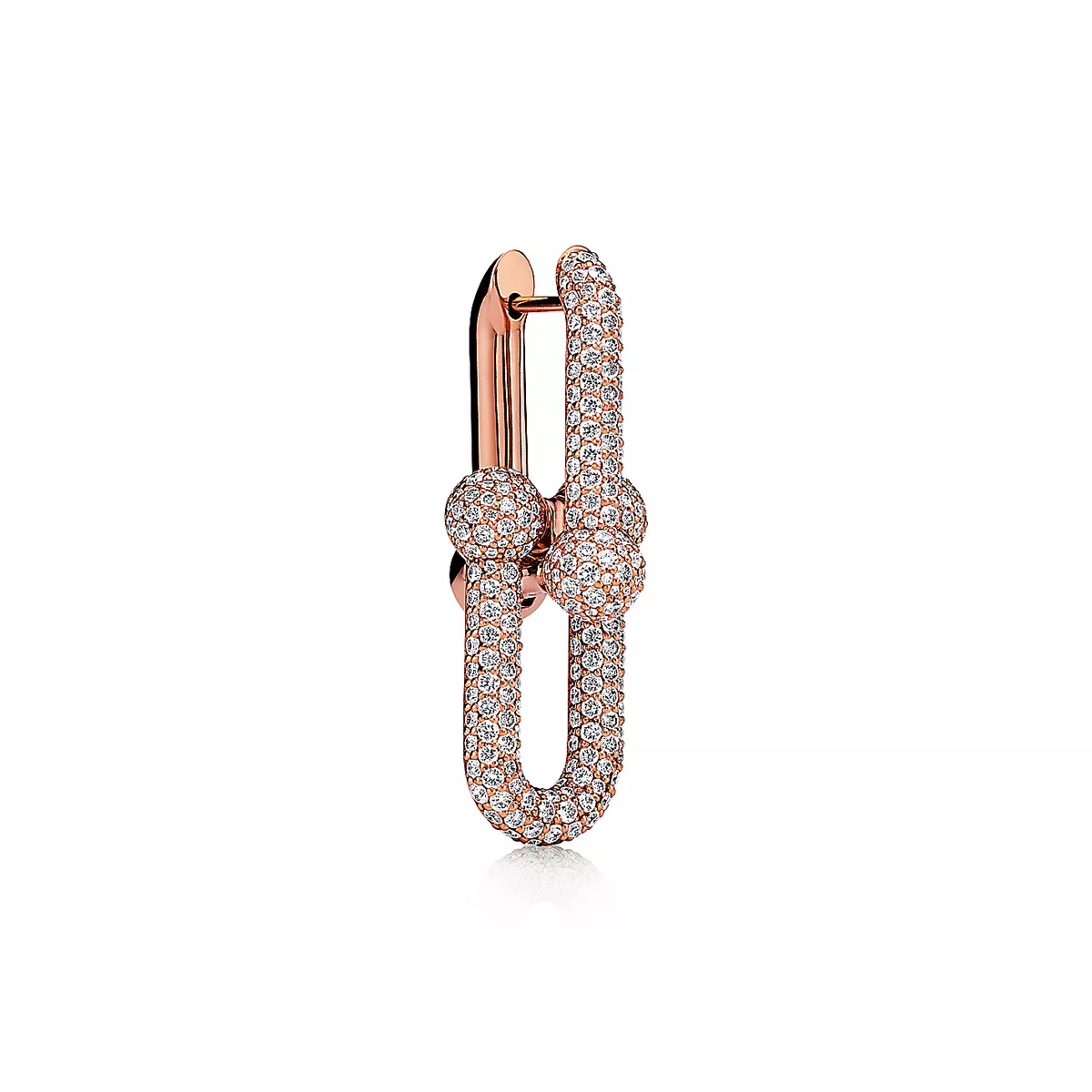 [Hyrra Jewelry]LARGE LINK EARRINGS PINK GOLD WITH PAVED DIAMONDS