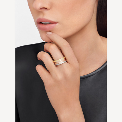 [⭐Hyrra Jewelry]ZERO 1 THREE-BAND ROSE WHITE AND YELLOW RING