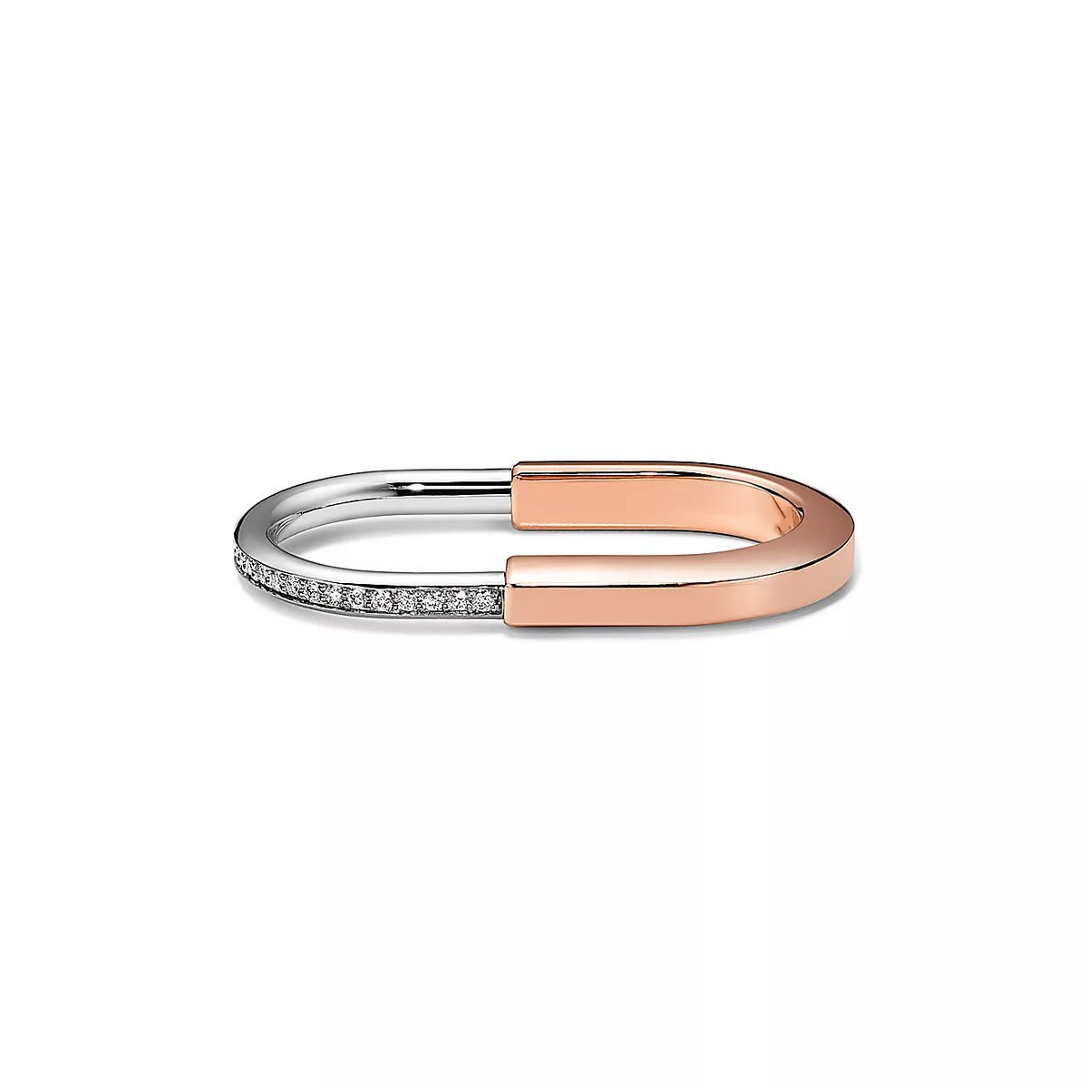 [Hyrra Jewelry]LOCK RING TOW-FINGER ROSE AND WHITE GOLD DIAMONDS